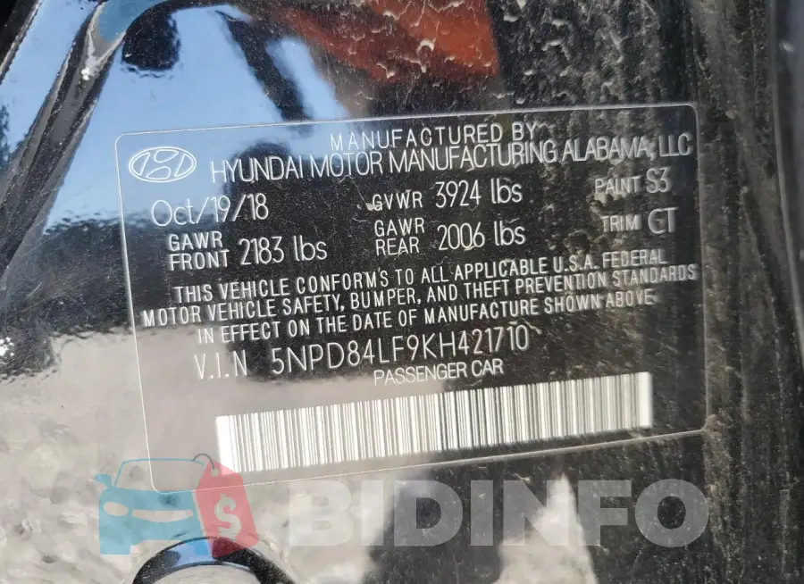 5NPD84LF9KH421710 Photo# 12