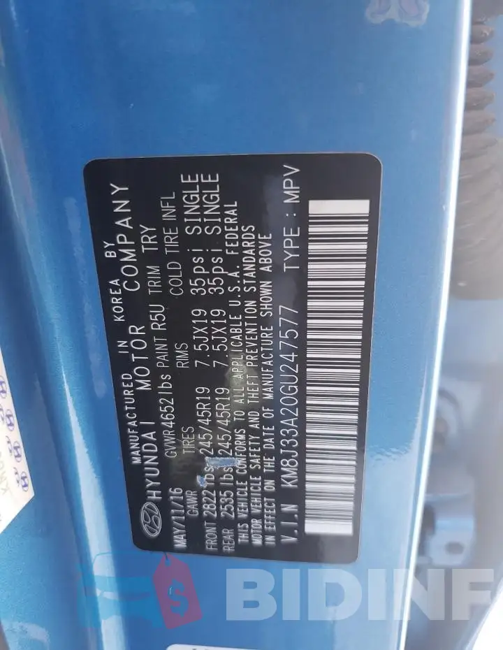 KM8J33A20GU247577 Photo# 13