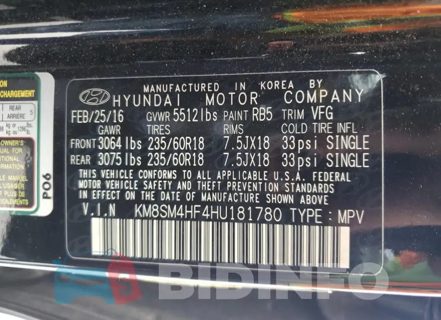 KM8SM4HF4HU181780 Photo# 12
