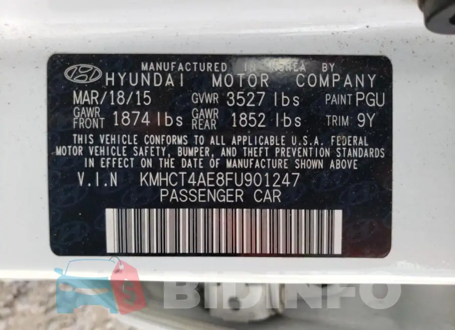 KMHCT4AE8FU901247 Photo# 13