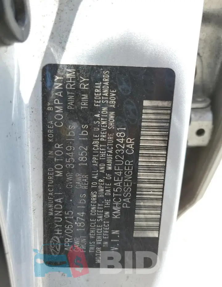 KMHCT5AE4FU232481 Photo# 14