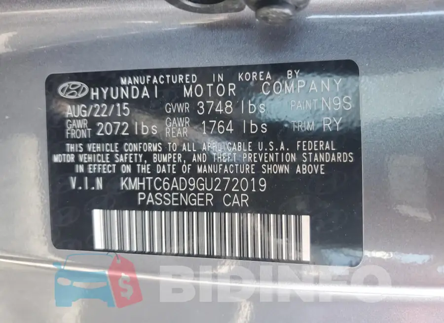 KMHTC6AD9GU272019 Photo# 13