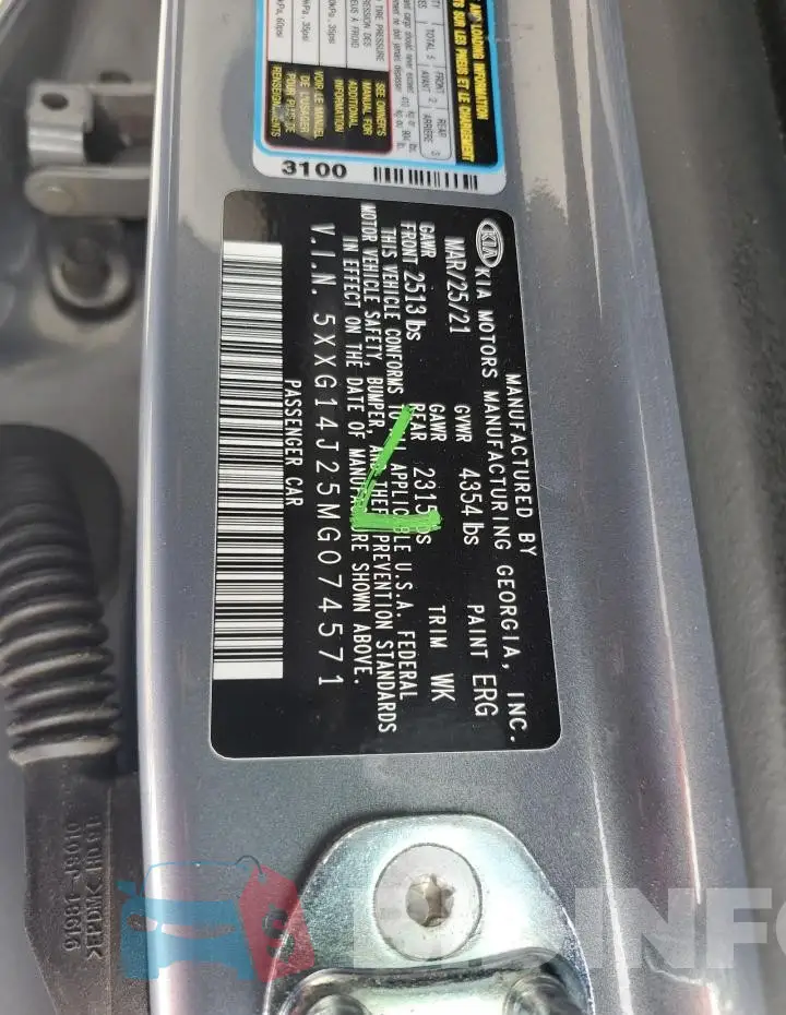 5XXG14J25MG074571 Photo# 12