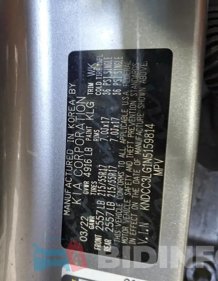 KNDCC3LG1N5159814 Photo# 12