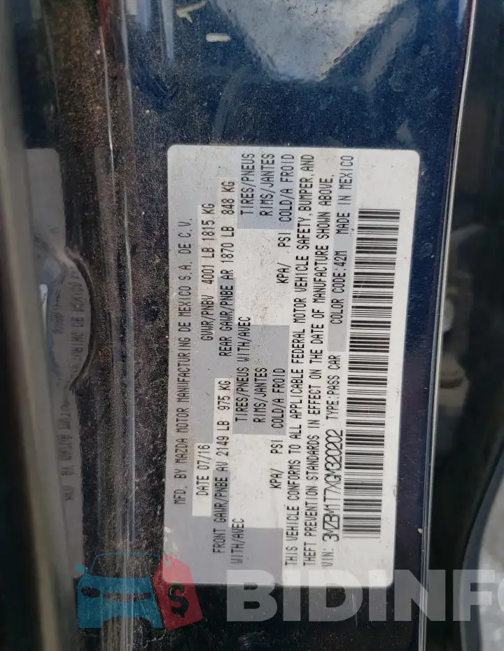 3MZBM1T7XGM320202 Photo# 12
