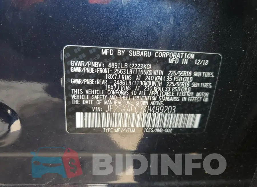 JF2SKAPC3KH489203 Photo# 13