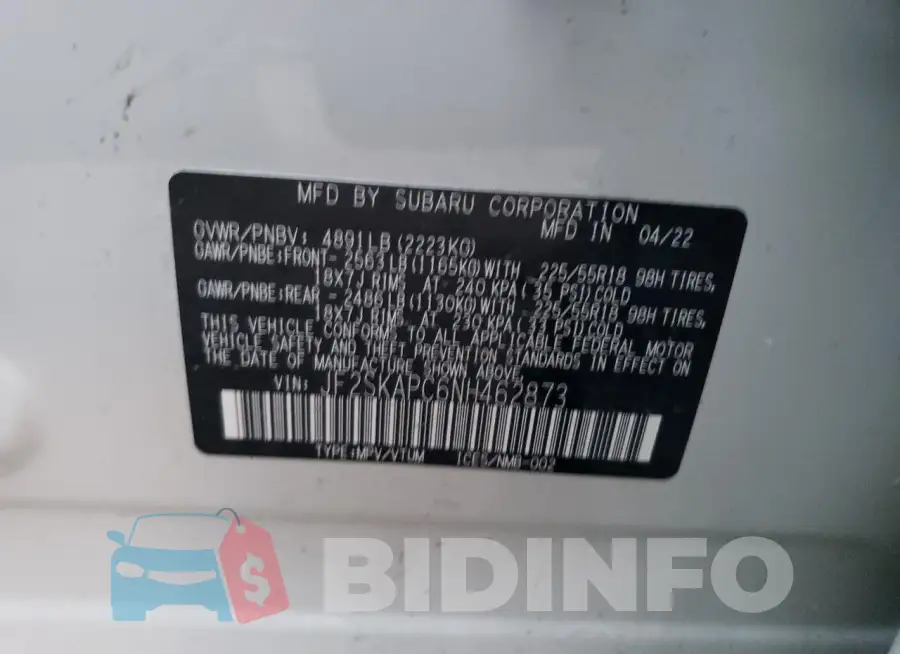 JF2SKAPC6NH462873 Photo# 12