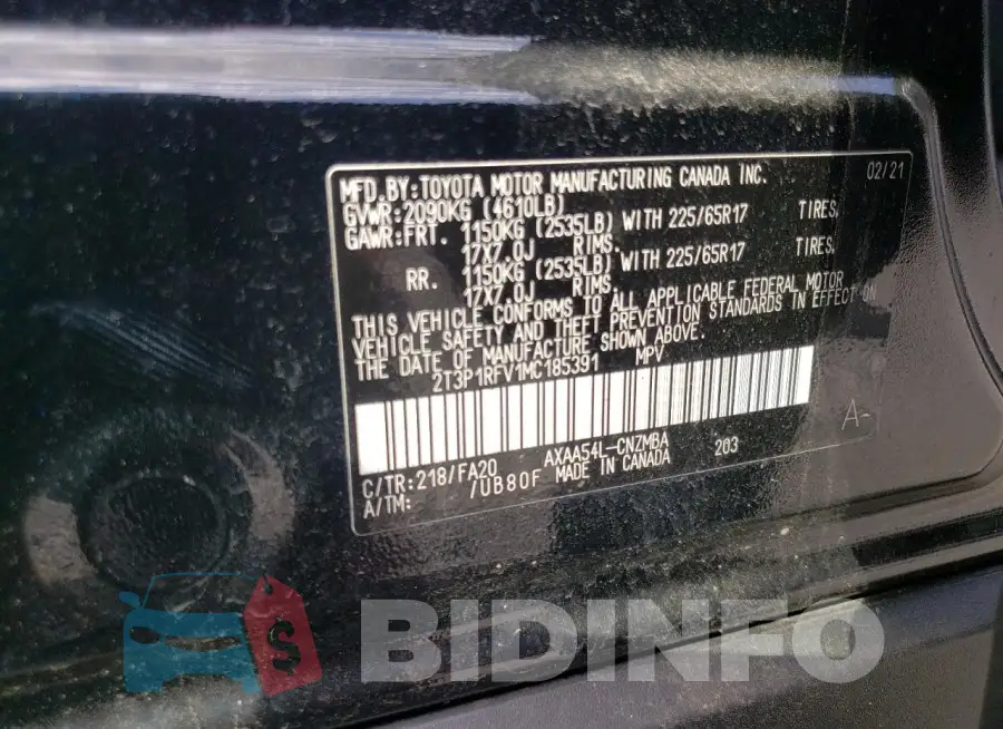 2T3P1RFV1MC185391 Photo# 14