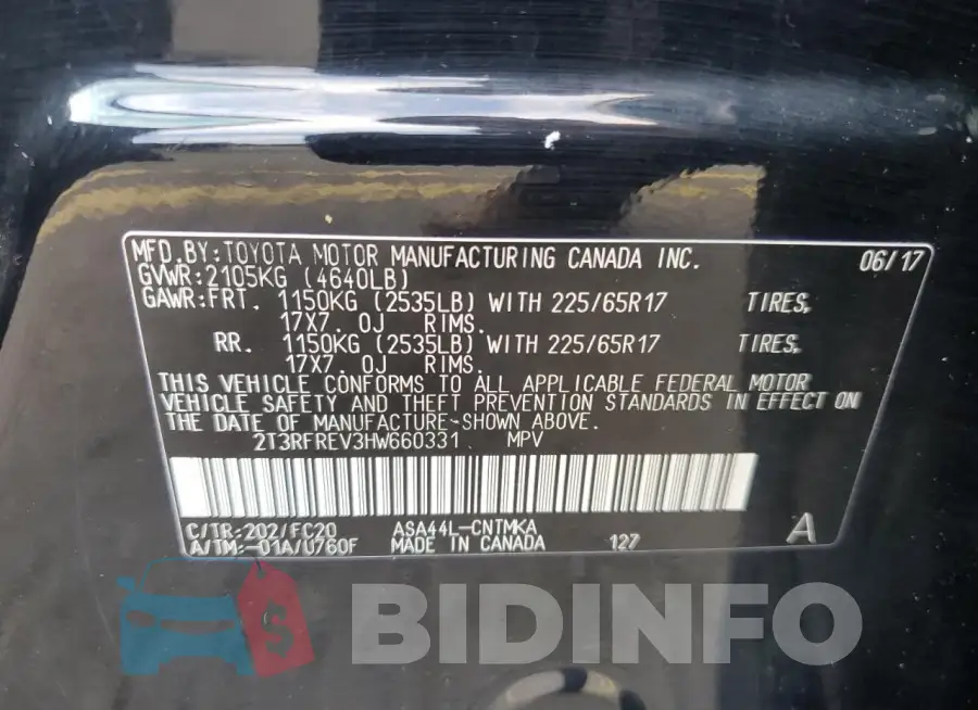 2T3RFREV3HW660331 Photo# 12