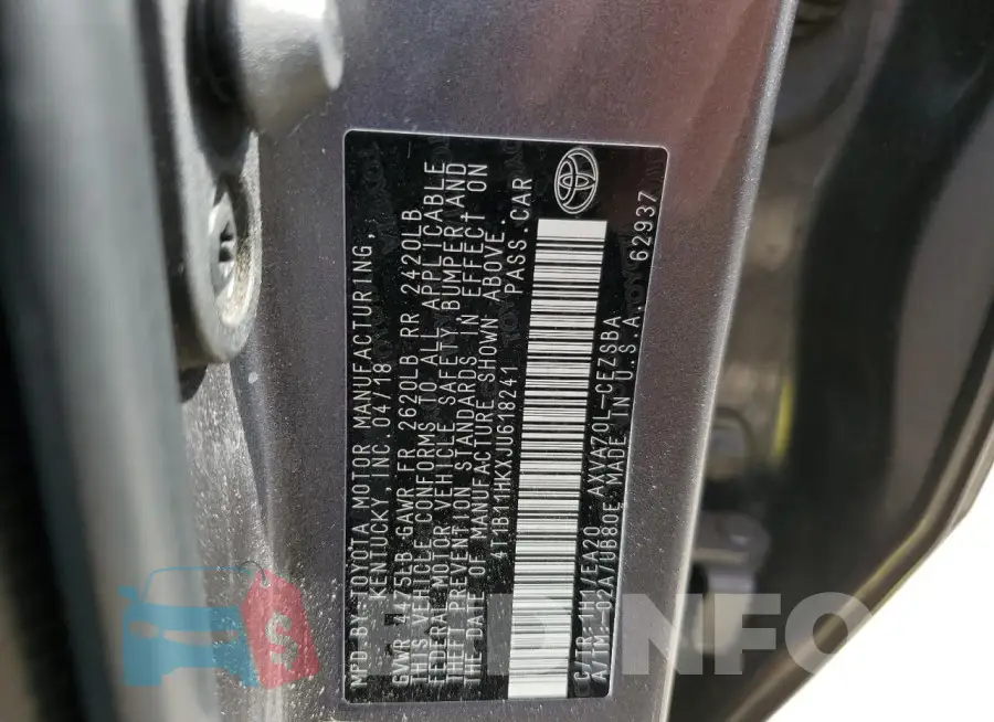 4T1B11HKXJU618241 Photo# 12