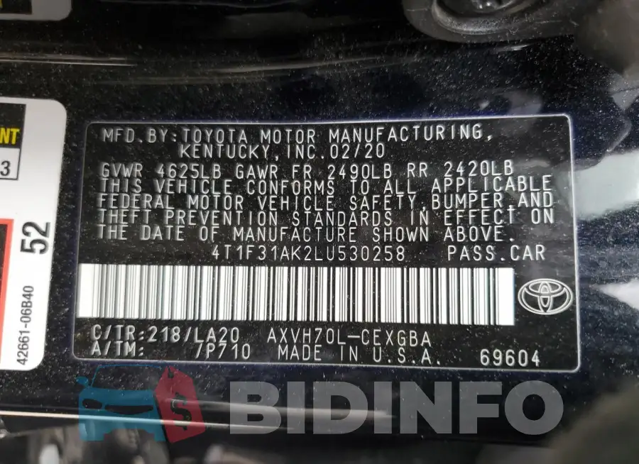 4T1F31AK2LU530258 Photo# 12