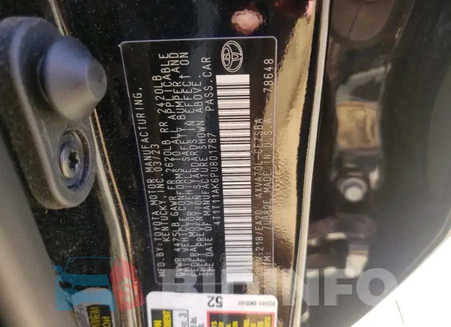 4T1T11AK6PU801787 Photo# 12