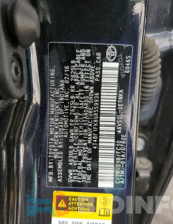 4T4BF1FK8GR559936 Photo# 12