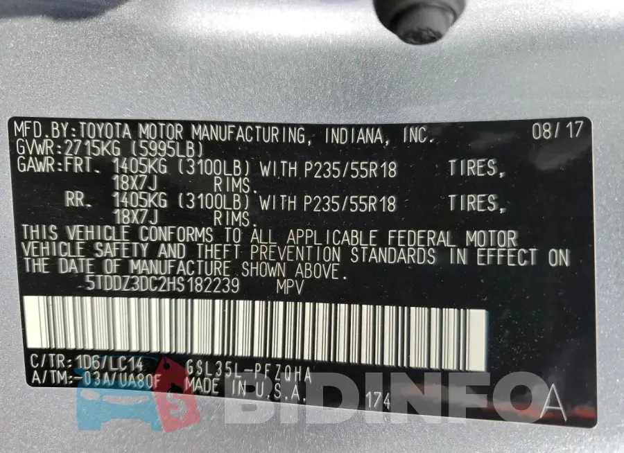 5TDDZ3DC2HS182239 Photo# 13