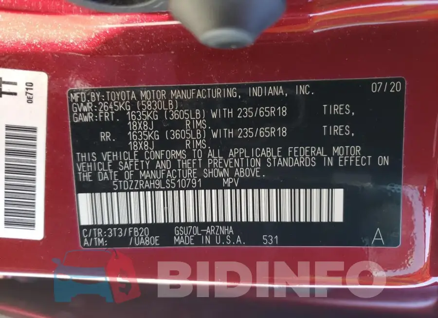 5TDZZRAH9LS510791 Photo# 14