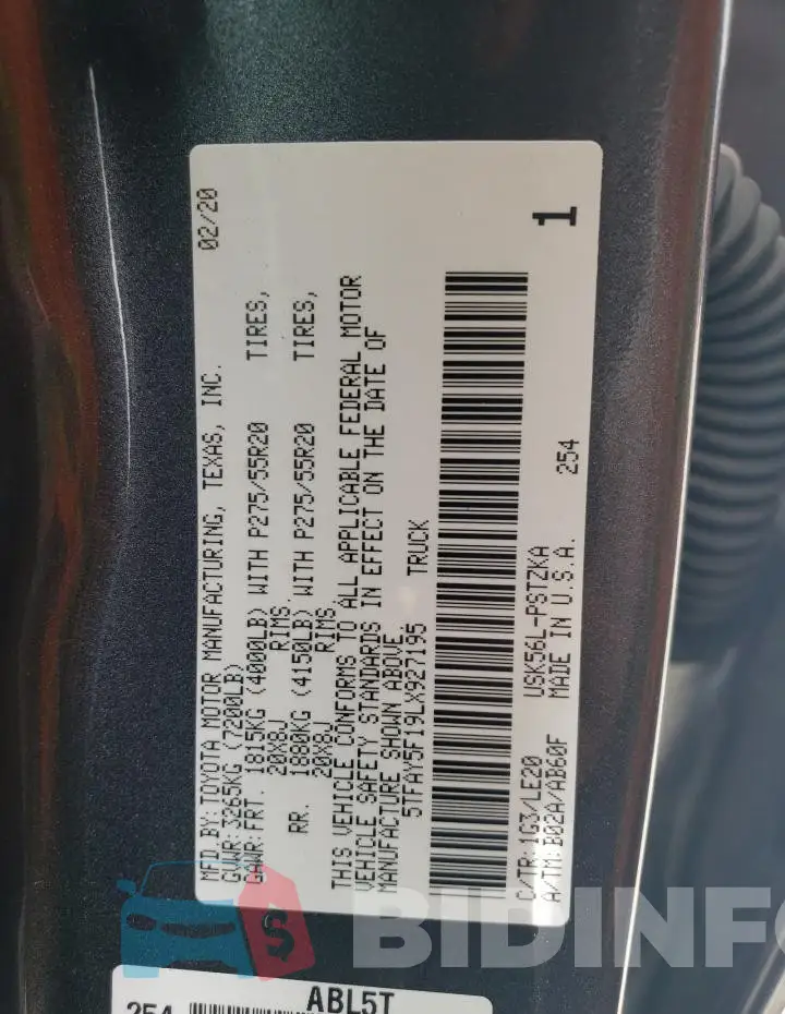 5TFAY5F19LX927195 Photo# 12