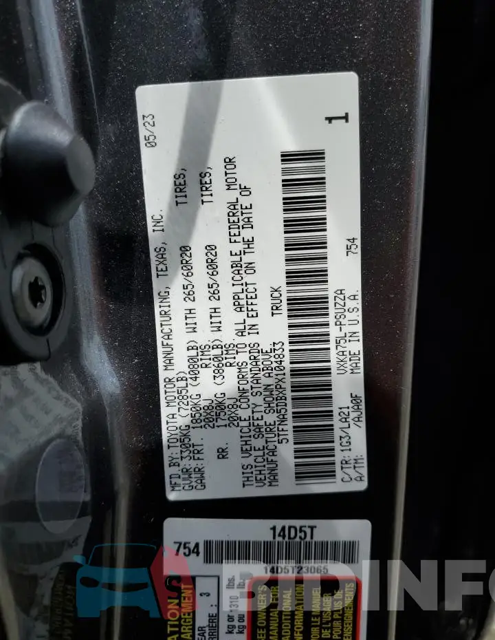 5TFNA5DBXPX104833 Photo# 12