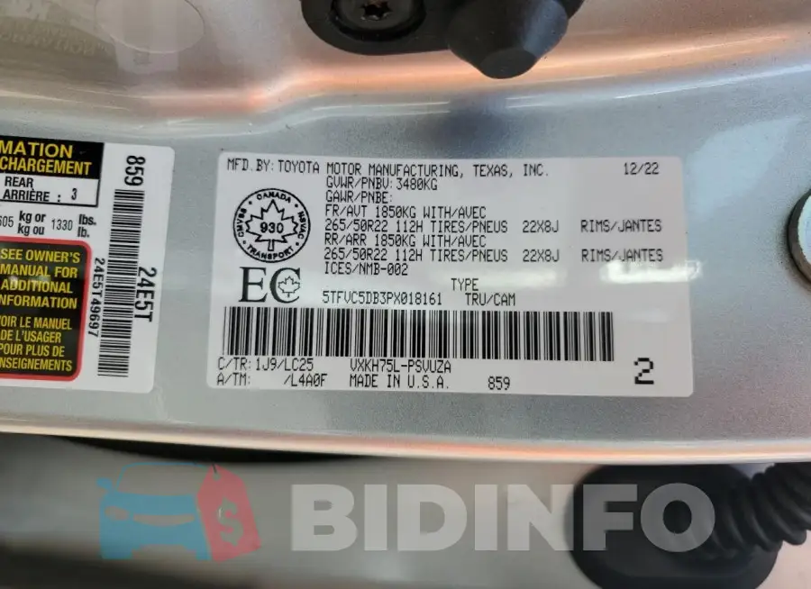 5TFVC5DB3PX018161 Photo# 12