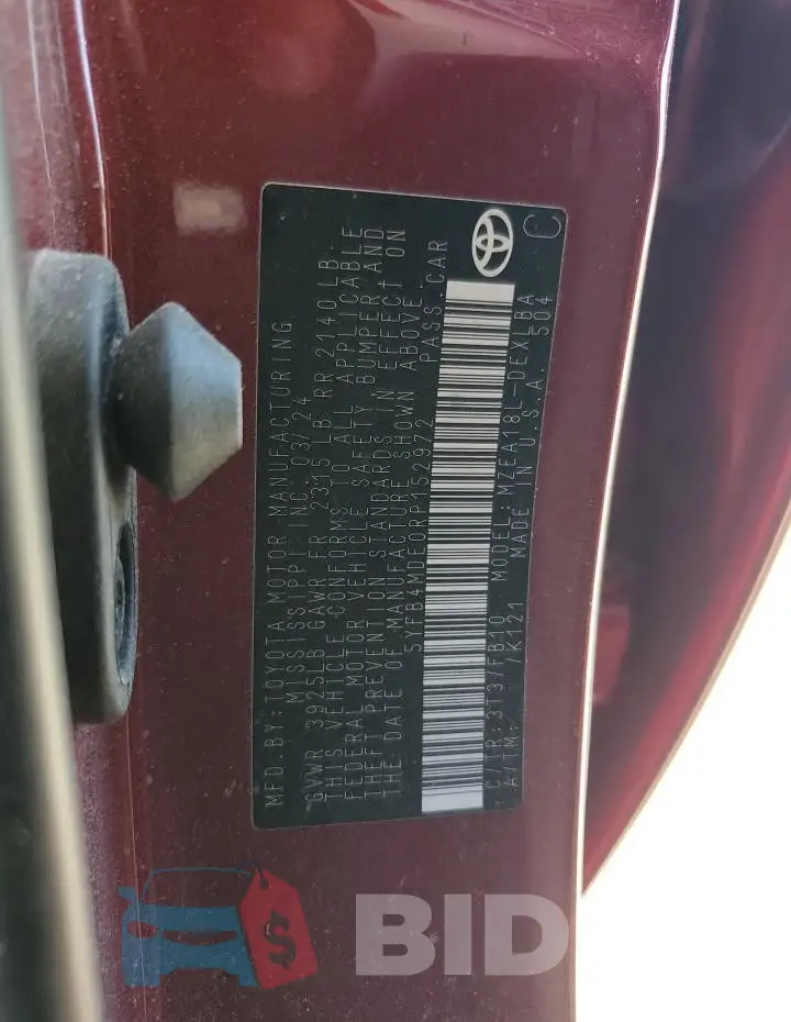 5YFB4MDE0RP152972 Photo# 12
