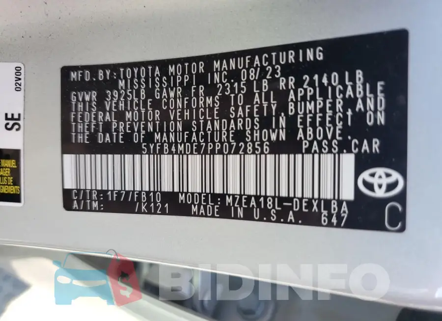 5YFB4MDE7PP072856 Photo# 12
