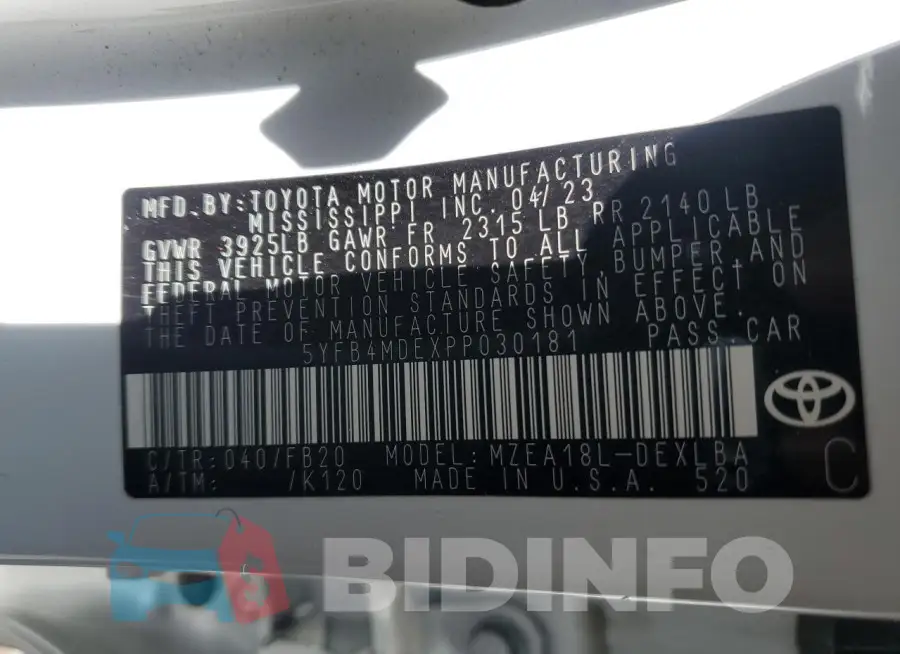 5YFB4MDEXPP030181 Photo# 12