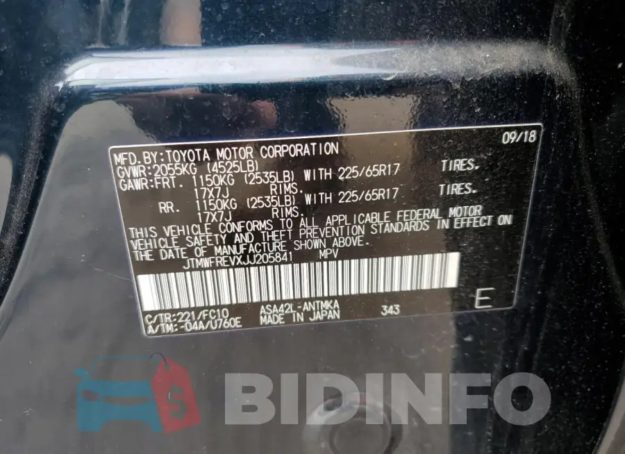 JTMWFREVXJJ205841 Photo# 14
