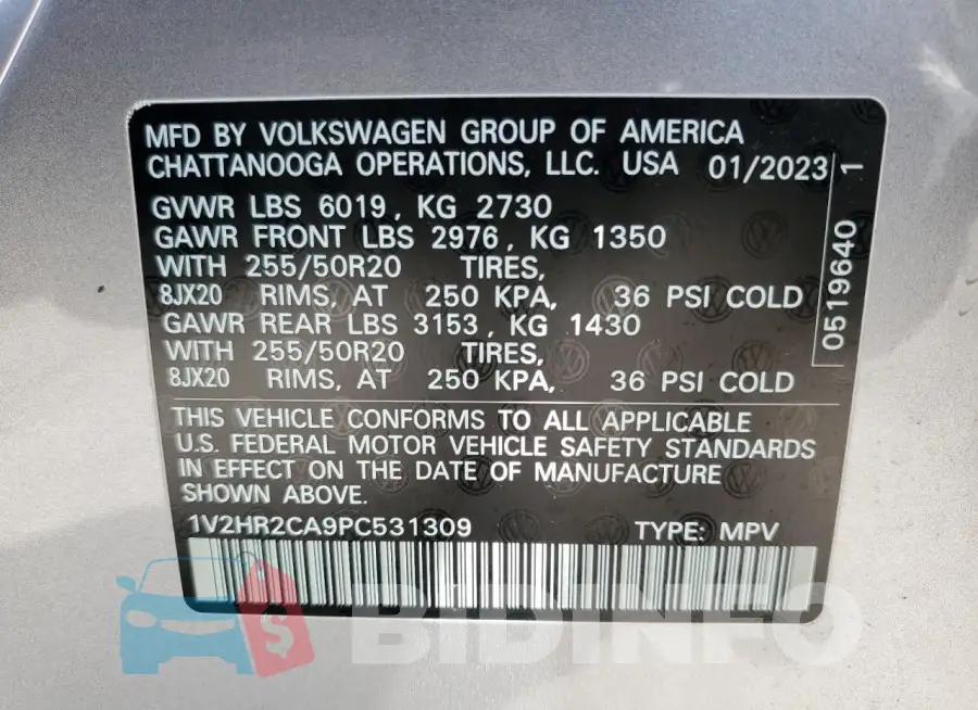 1V2HR2CA9PC531309 Photo# 13