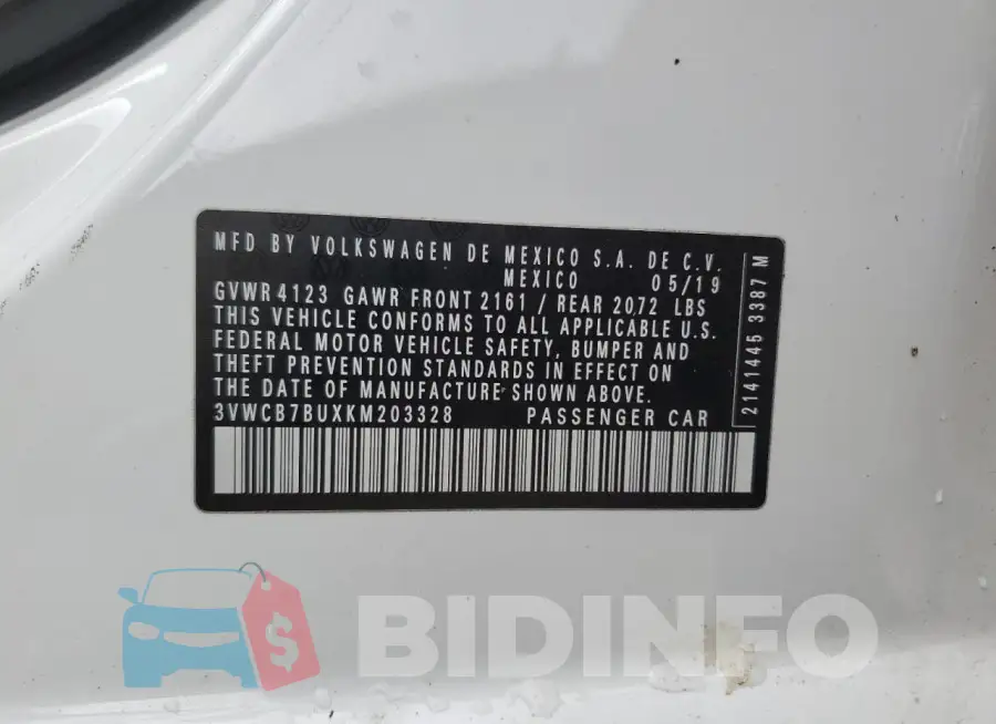 3VWCB7BUXKM203328 Photo# 13