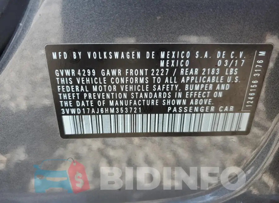 3VWD17AJ6HM353721 Photo# 12