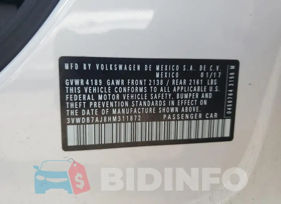 3VWDB7AJ8HM311872 Photo# 12