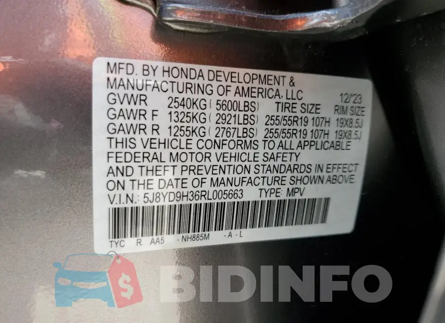 5J8YD9H36RL005663 Photo# 13