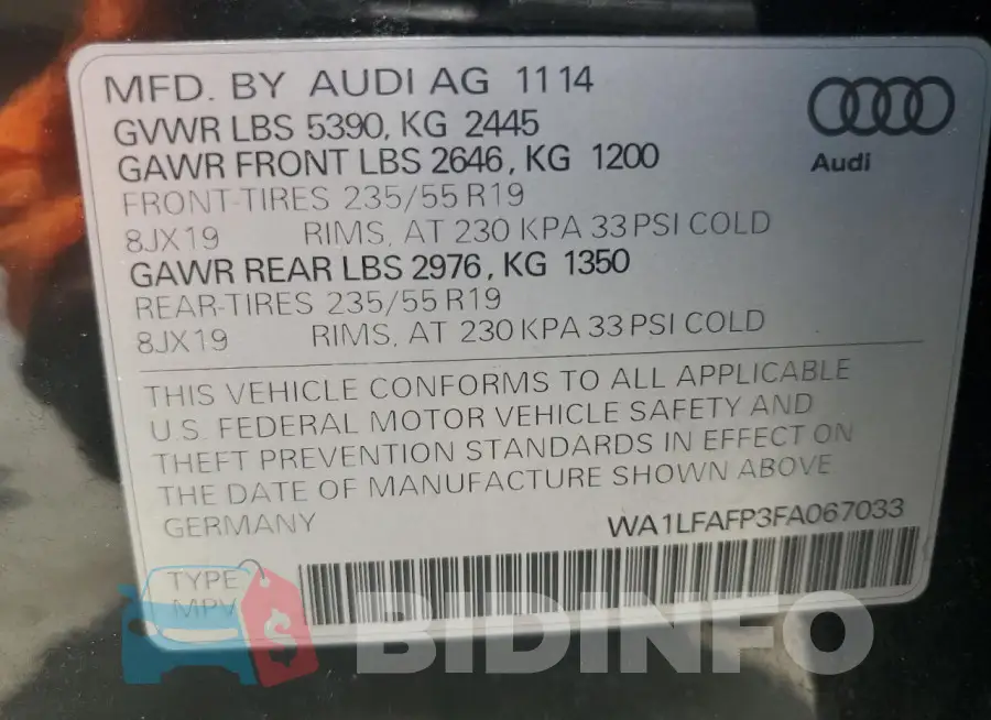 WA1LFAFP3FA067033 Photo# 13