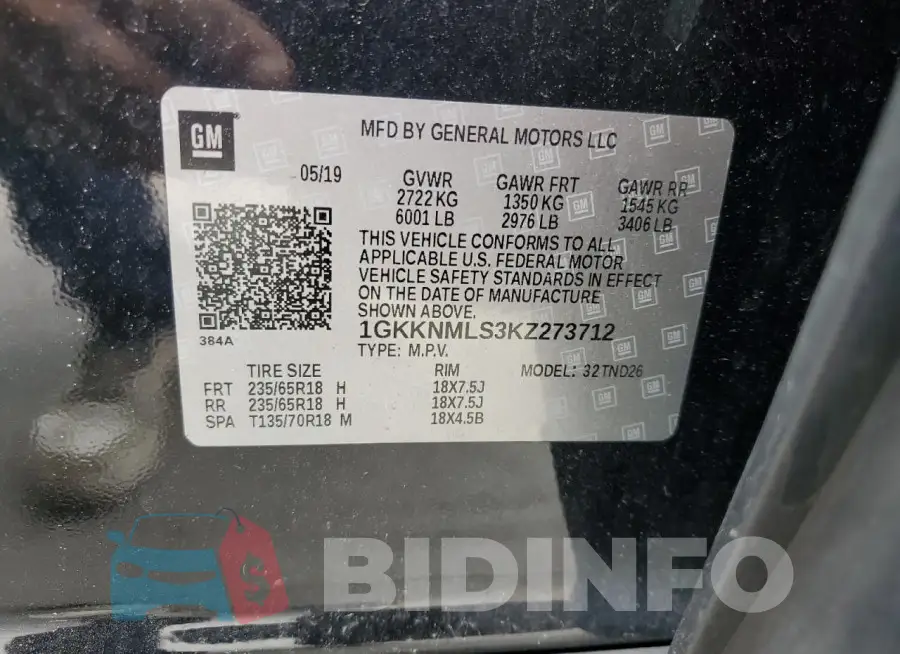 1GKKNMLS3KZ273712 Photo# 13