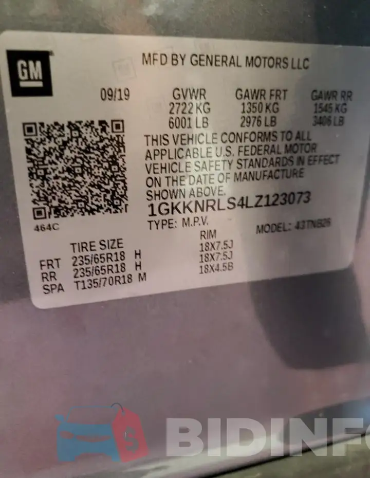 1GKKNRLS4LZ123073 Photo# 13