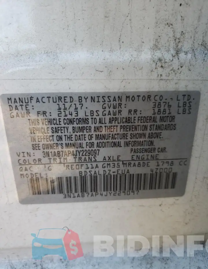 3N1AB7AP4JY229097 Photo# 10