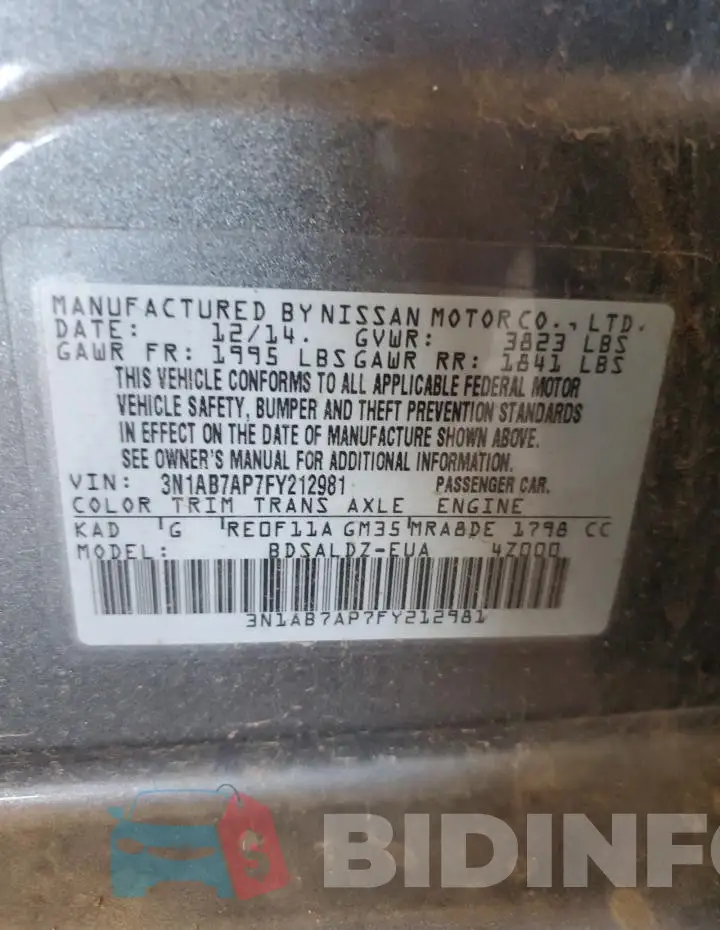 3N1AB7AP7FY212981 Photo# 12