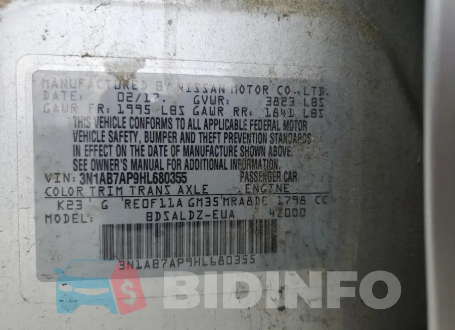 3N1AB7AP9HL680355 Photo# 12