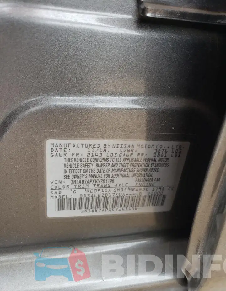 3N1AB7APXKY261196 Photo# 13