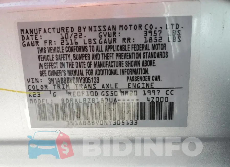 3N1AB8BV0NY305133 Photo# 13