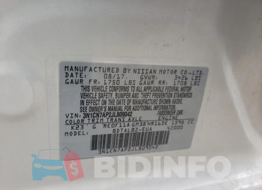 3N1CN7AP2JL809042 Photo# 12