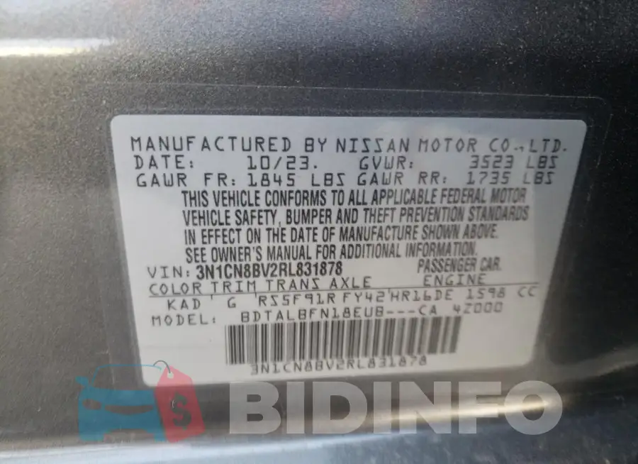 3N1CN8BV2RL831878 Photo# 13