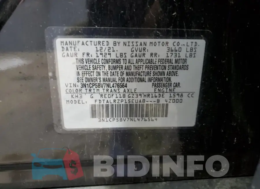 3N1CP5BV7NL476564 Photo# 14
