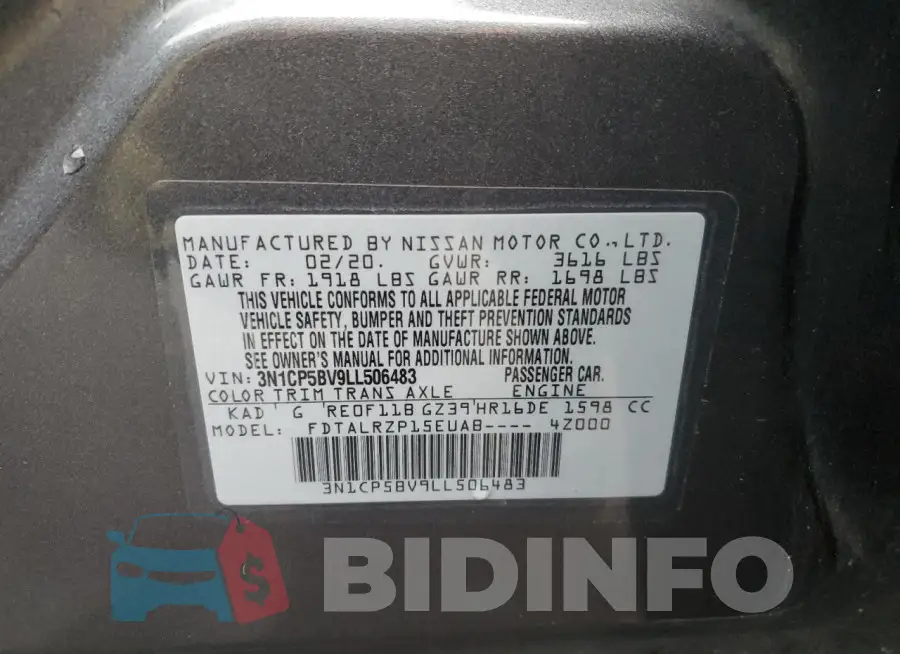 3N1CP5BV9LL506483 Photo# 13