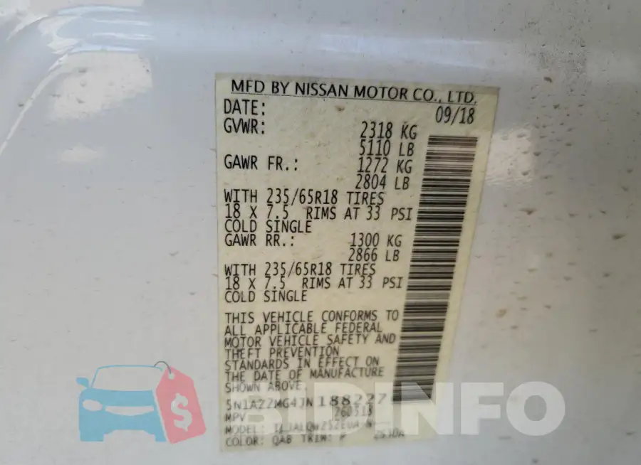 5N1AZ2MG4JN188227 Photo# 13