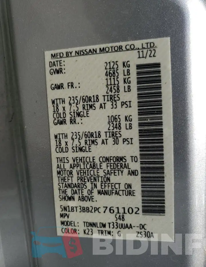 5N1BT3BB2PC761102 Photo# 13
