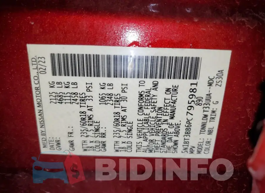 5N1BT3BB6PC795981 Photo# 13