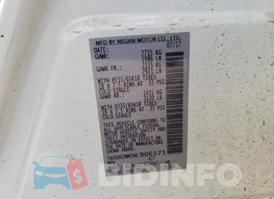 5N1DR2MM5HC906571 Photo# 13