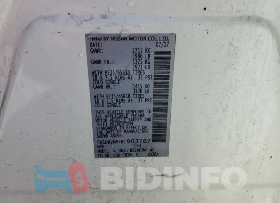 5N1DR2MM7HC903767 Photo# 13