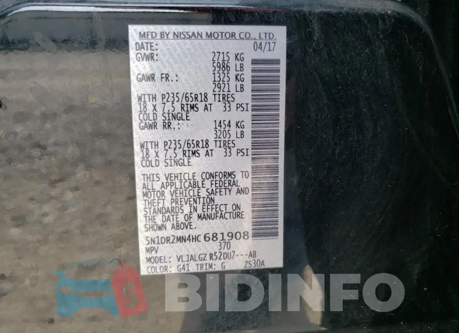 5N1DR2MN4HC681908 Photo# 13