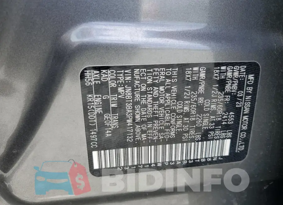 JN8BT3BA3PW417132 Photo# 13